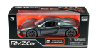 Машинка металлическая Uni-Fortune RMZ City серия 1:32 Porsche 918 Spyder, инерционная, черный матовый цвет, двери открываются