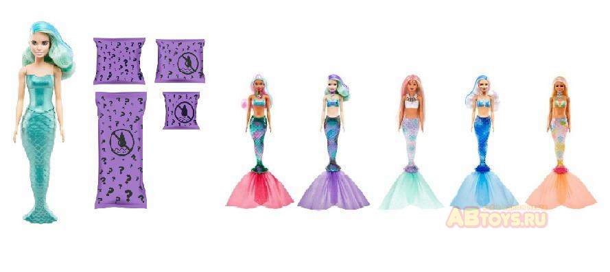 Игровой набор Mattel Barbie Мода Волна 4, Кукла-русалка с аксессуарами в непрозрачной упаковке (сюрприз)