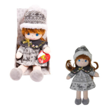 Кукла ABtoys Мягкое сердце, мягконабивная, в серой шапочке и фетровом платье, 36 см, в открытой коробке