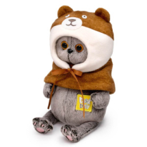 Мягкая игрушка BUDI BASA Кот Басик BABY в шапке "Медвежонок" 20 см