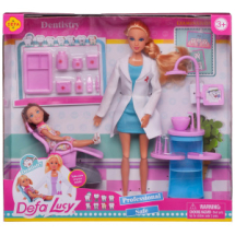 Игровой набор Кукла Defa Lucy На приеме у стоматолога: доктор в голубом платье и малышка-пациента, игровые предметы