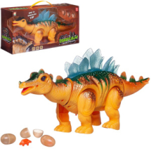 Динозавр Junfa Стегозавр, желто-зеленый, электромеханический, откладывает яйца, свет, звук