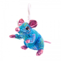 Мышка синяя с розовым 10см с карабином