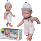 Пупс Junfa Pure Baby в белых с серыми вставками песочнике и шапочке, 30см