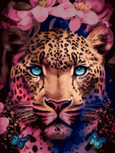 Набор для творчества Белоснежка картина по номерам на хлосте Цветочный леопард 30х40 см
