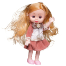 Игровой набор Junfa Кукла 16 см в белокоричневом платье с питомцем