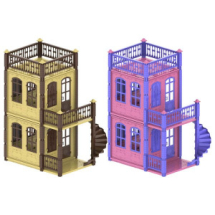 Домик для кукол "Замок Принцессы" (2 этажа) бежевый/розовый 49х19х54 см.
