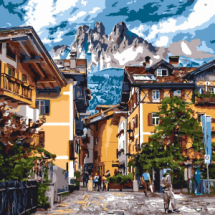 Набор для творчества LORI Картина по номерам на картоне Городок в Швейцарии 20*28,5 см