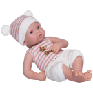 Пупс Junfa Pure Baby в бело-розовых кофточке и шапочке, белых шортиках, с аксессуарами, 35см