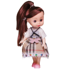 Игровой набор Junfa Кукла 15 см в платье с белым верхом и юбкой-шотландкой с питомцем