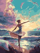 Набор для творчества LORI Картина по номерам на картоне Танец на берегу 28,5*38 см