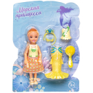 Кукла Abtoys Морская принцесса 14 см трансформируется в русалочку с игровыми предметами 3 вида