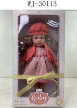 Кукла Junfa в теплой одежде: в коралловой кофте и розовом платье 45 см