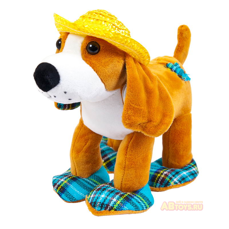 Мягкая игрушка ABtoys Собака в соломенной шляпе, 23см
