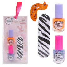 Набор косметики для девочек Зефирка "Будь ярче!" Лак для ногтей детский (оранжевый) с топпером и пилочкой в наборе