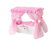 Мебель для кукол MEGA Toys Diamond Star Кроватка с царским балдахином, постельным бельем, белая