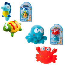 Набор резиновых игрушек для ванной ABtoys Веселое купание брызгалка в наборе 2 шт., 2 вида (Осьминог и краб или Черепаха и морской конёк)