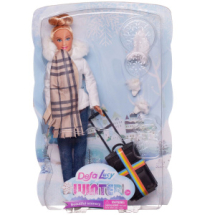 Кукла Defa Lucy Зимняя туристка в белой куртке в наборе с игровыми предметами 29 см