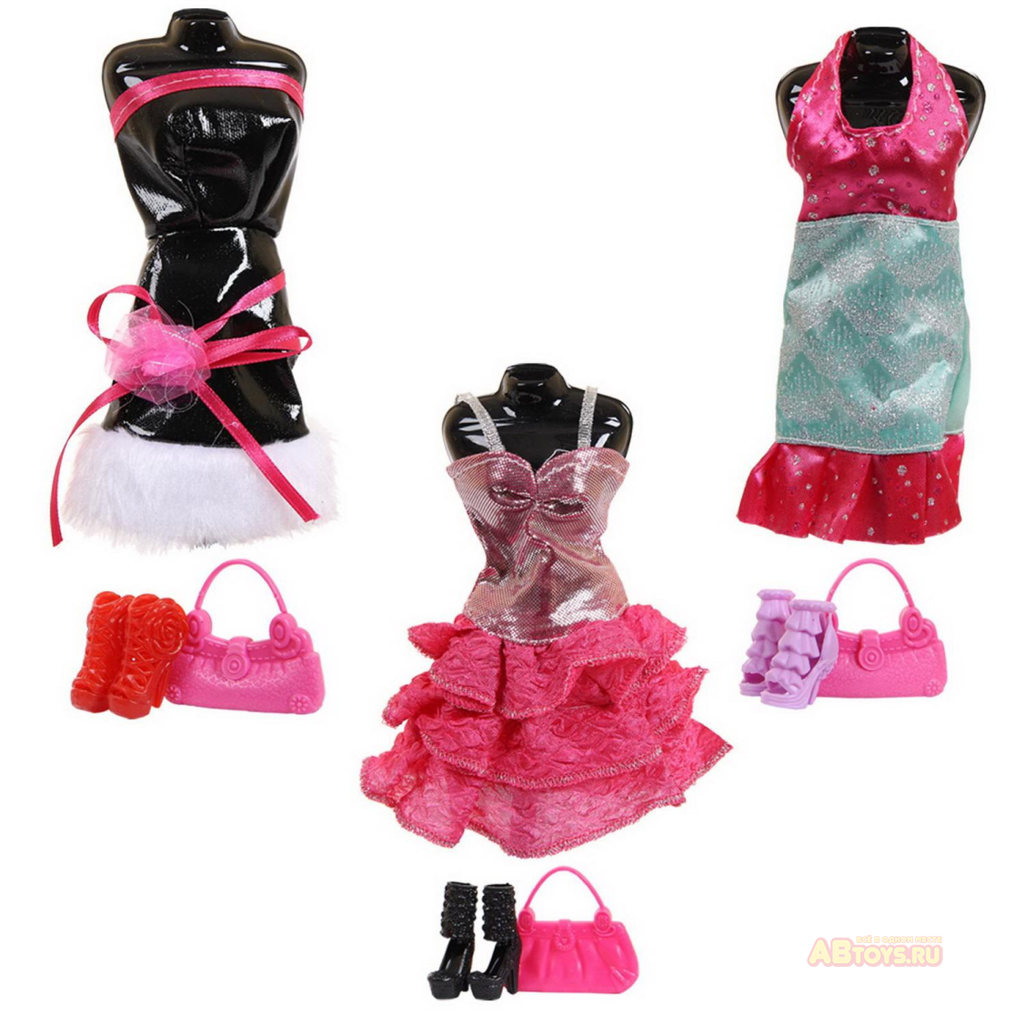 Одежда и аксессуары для куклы высотой 29 см 3 шт в ассортименте (платье, туфли, сумочка)