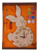 Набор для творчества Нескучные игры Часы Зайка с циферблатом под роспись, с красками