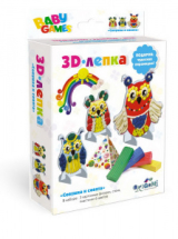 Набор Baby Games 3D-лепка "Совушка и совята"(2 фигурки, пластилин 6цветов, стека)