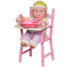 Игровой набор ABtoys Пупс озвученный 33см в желто-розовой одежде со стульчиком и игровыми предметами
