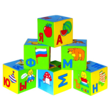 Кубики Мякиши Алфавит в картинках 6 кубиков 8*8 см