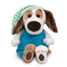 Мягкая игрушка BUDI BASA Собака Бартоломей BABY в колпаке для сна 20 см