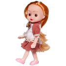 Кукла Junfa 16 см с сумочкой в бело-коричневом платье