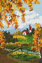 Набор для творчества Белоснежка Мозаика алмазная на подрамнике Осенний пейзаж 20х30