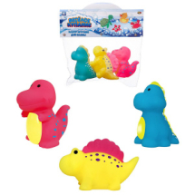 Набор резиновых игрушек для ванной Abtoys Веселое купание 3 предмета (динозаврики: синий, желтый, розовый)