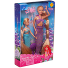 Игровой набор Кукла Defa Lucy Русалочки: мама в фиолетовом наряде и дочка в бирюзовом наряде, игровые предметы