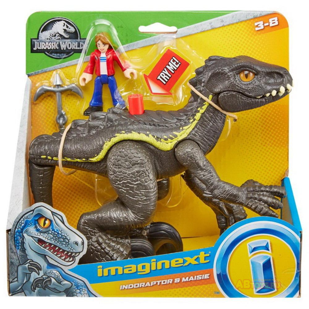 Фигурка Mattel Jurassic World Imaginext динозавр Индораптор и Мейзи Локвуд