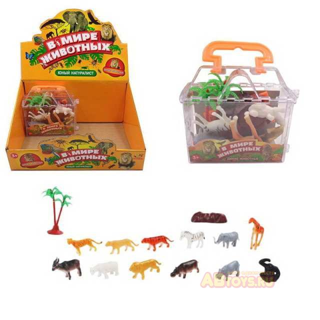 Игровой набор ABtoys Фигурки диких животных "В мире животных" 14 предметов