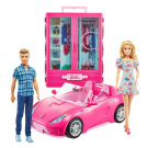 Игровой набор Mattel Barbie Барби и Кен с гардеробом и розовой машиной кабриолет