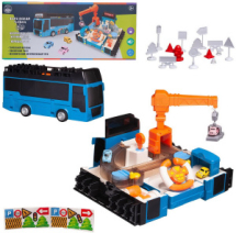 Игровой набор интерактивный 3в1 Junfa Туристический автобус-трансформер синий с треком