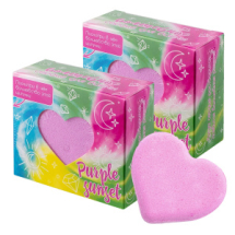 Соль для ванн Laboratory KATRIN шипучая с пеной и радужными разводами Purple sunset 130 г (сердце) 2шт