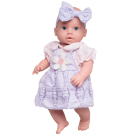 Игровой набор Junfa Пупс-кукла 40 см в фиолетовом платье и игровые предметы