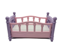 Мебель для кукол TOY MIX Кроватка для куклы сиренево-розовая