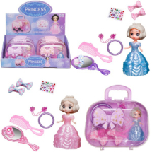 Игровой набор Junfa Сумочка с куколкой-принцессой и украшениями, 3 вида, в дисплее 8 шт