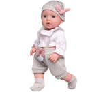 Игровой набор Junfa Пупс-кукла 40 см в бело-серой одежде и игровые предметы