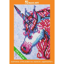Набор для творчества Maxi Art Картина стразами на холсте Единорог 10х15см