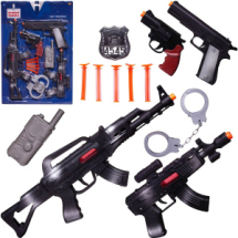 Игровой набор полицейского Abtoys Важная работа Два автомата, два пистолета, рация, 5 пуль и наручники