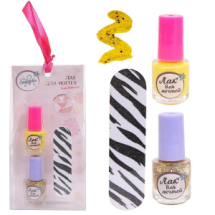 Набор косметики для девочек Зефирка "Будь ярче!" Лак для ногтей детский (желтый) с топпером и пилочкой в наборе