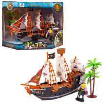 Корабль пиратский с фигуркой пирата и аксессуарами, в коробке