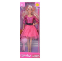 Кукла Defa Lucy Яркая модница в розовом платье в наборе с расческой 29 см