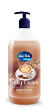 Крем-мыло AURA Шелк и кофе Silky Cream флакон/дозатор 1000мл