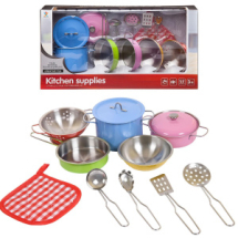 Игровой набор Junfa Посуда металлическая (разноцветная), в наборе 12 предметов