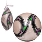 Мяч футбольный Junfa белый с черно-зелено-фиолетовыми волнами, 22-23 см