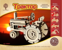 Модель деревянная сборная Транспорт Трактор (mini)